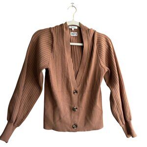 Madewell Ribbed Knit Langley Button Front Cardigan Sweater Women's XL Brown